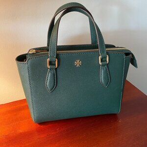 Tory Burch - Emerson Green Saffiano -  Mini Top Zip Tote Bag